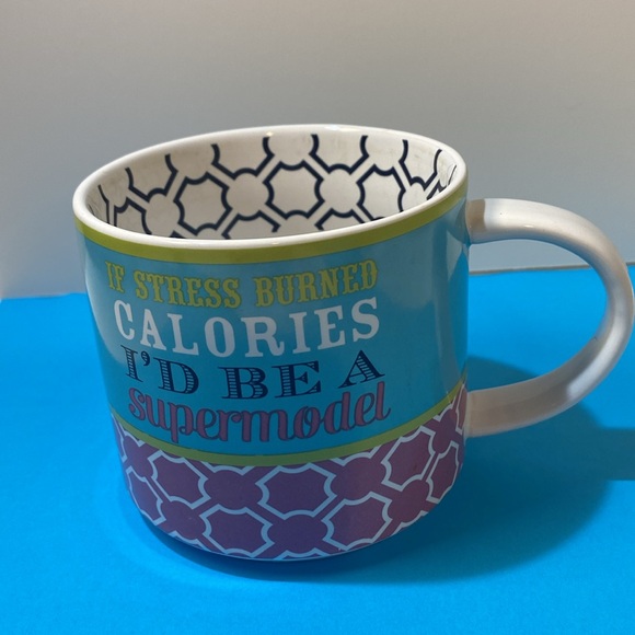 Clay Art Whimsical Coffee Cup “If Stress Burned Calories I’d Be A Super Model” - Picture 2 of 4